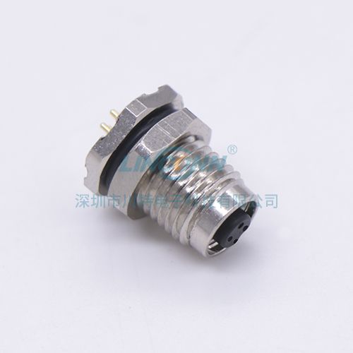 防水连接器M5F0外(前)锁3/4芯母座,PCB针