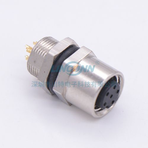 M8连接器批发M8E0内(后)锁3-8芯母座,焊线式