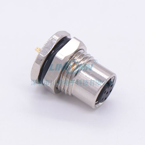 M8连接器厂商M8F0外(前)锁3-8芯母座,焊线式