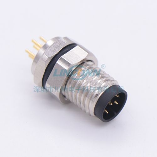 M8接插件M8F6外(前)锁3-8芯公座,PCB针