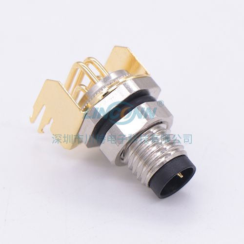 M8线缆连接器M8H4外(前)锁3-8芯公座,弯针,PCB 1