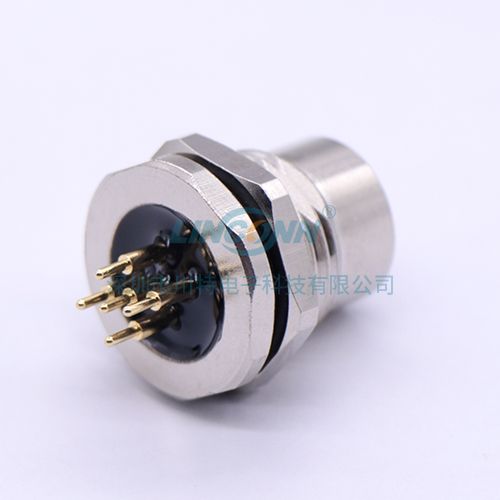 圆形电连接器厂家M12F8外(前)锁3-17芯母座,PCB针 1