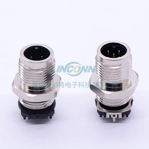 医疗连接器M12H9公座4-8芯,180度SMD 5