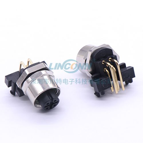 M12H4母座,弯针,PCB