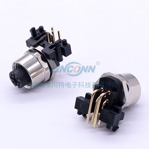 M12H4母座,弯针,PCB 5