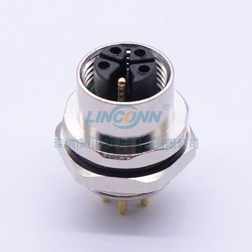 m12防水连接器M12E8内(后)锁3/4/5芯母座,PCB针 1
