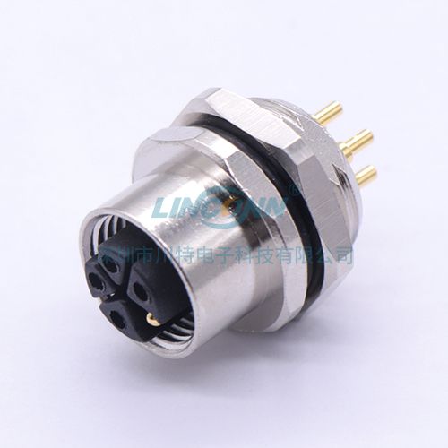 m12防水连接器M12E8内(后)锁3/4/5芯母座,PCB针 2