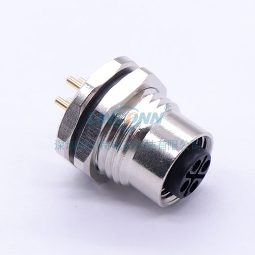 m12防水连接器M12E8内(后)锁3/4/5芯母座,PCB针 5