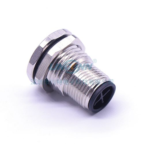 防水工业插头插座M12F7外(前)锁3/4/5芯公座,焊线式
