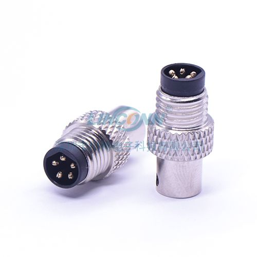 M8圆形连接器M8I1焊接3-8芯公头短屏蔽壳