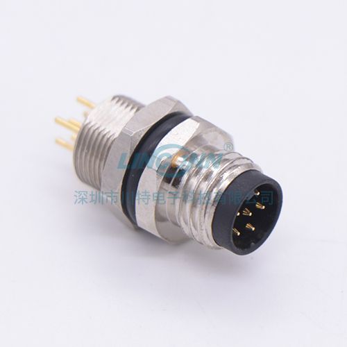 M8工业连接器M8E6内(后)锁3-8芯公座,PCB针