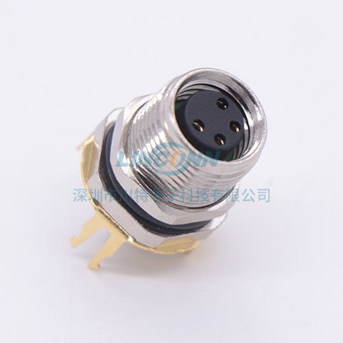 M8金属连接器M8H4外(前)锁3-8芯母座180度SMT