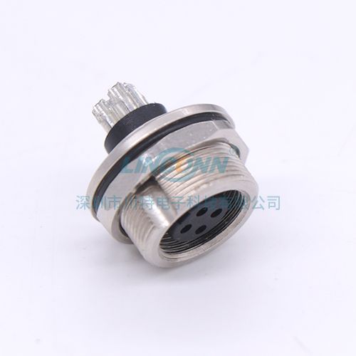 工业插座连接器M9F9外(前)锁母座2-8芯,长针