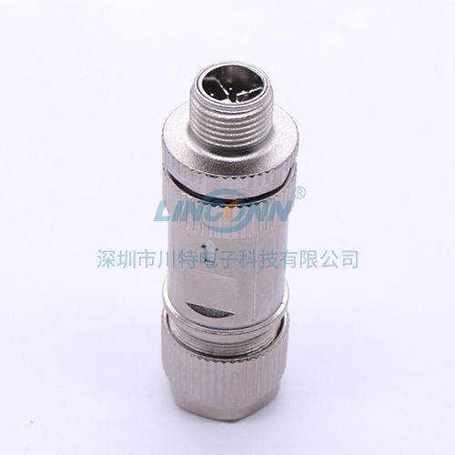 连接器航空插头M12K5 x-code锌合金装配式公头 2
