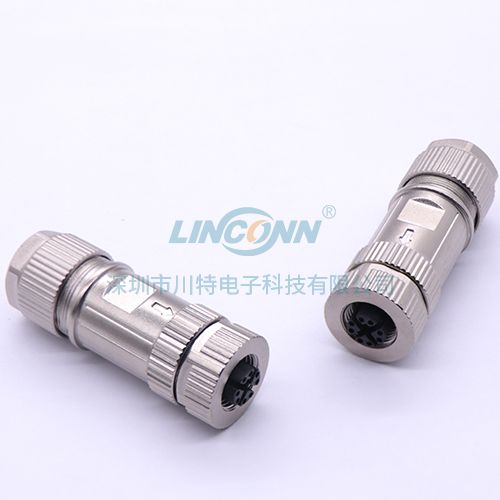 光纤连接器M12K5 x-code锌合金装配式母头 3
