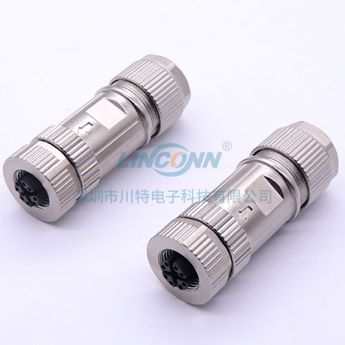 光纤连接器M12K5 x-code锌合金装配式母头 2
