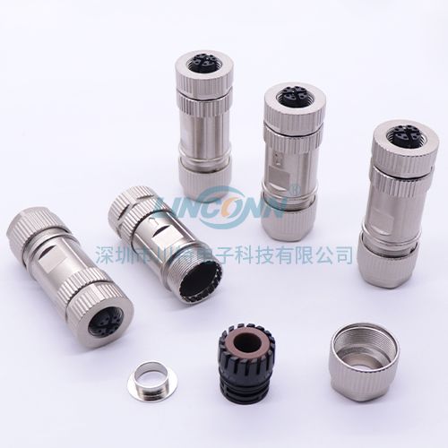 光纤连接器M12K5 x-code锌合金装配式母头 1