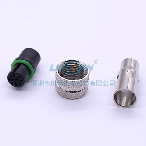 摄像头连接器M12B1焊接包胶母头长屏蔽壳 3-17芯 2