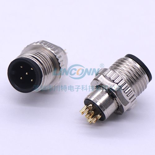 工业相机连接器M12C5焊接包胶公头防松 短屏蔽壳 3-17芯 2