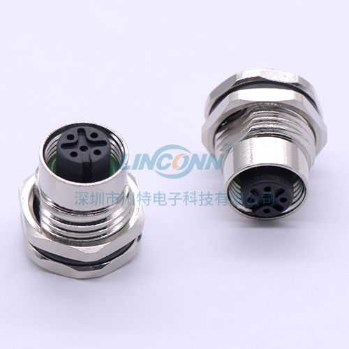 连接器生产厂商M12F8外(前)锁3-17芯母座,焊线式 4