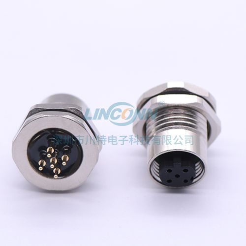 电子连接器生产厂家M12F7外(前)锁3-17芯母座,PCB针 5