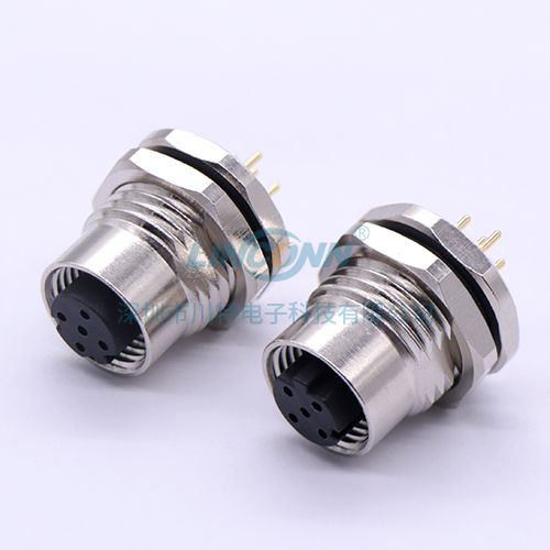 电子连接器生产厂家M12F7外(前)锁3-17芯母座,PCB针 4