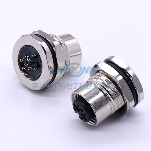 精密连接器生产厂商M12F7外(前)锁3-17芯母座,焊线式 3