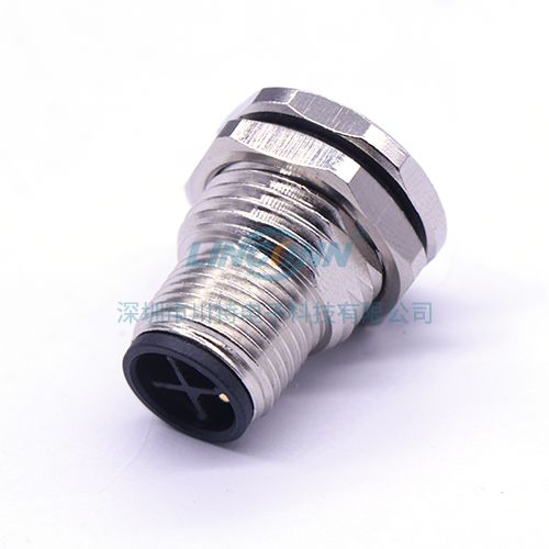 航空连接插头M12F8外(前)锁3/4/5芯公座,PCB针