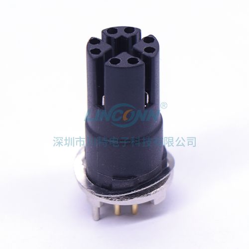 防水圆形连接器M12H9 x-code外(前)锁母座 180度SMD 6