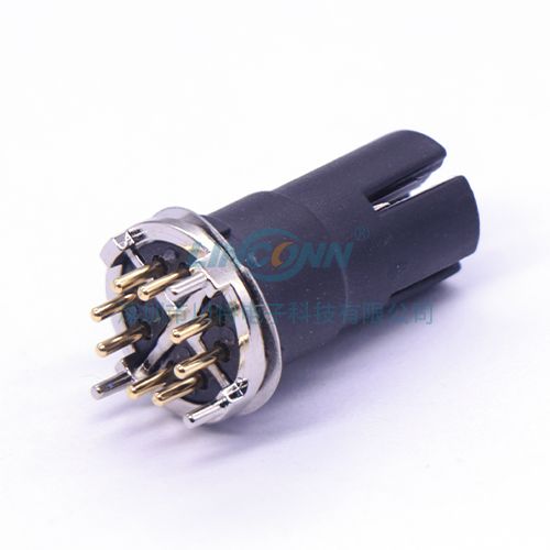 防水圆形连接器M12H9 x-code外(前)锁母座 180度SMD 5