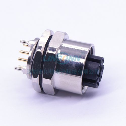 防水圆形连接器M12H9 x-code外(前)锁母座 180度SMD 2